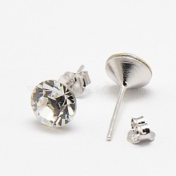 Valentine Gifts for Her Romantic Austrian Crystal Stud Earrings, with 925 Sterling Silver Earring Posts, 001_Crystal, 16x7mm, Pin: 0.8mm(SWARJ-D467-001)