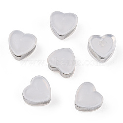 Silicone Ear Nuts, Brass Belt Earring Backs, Heart, Platinum, 6x6.5x4.5mm, Hole: 0.8mm(SIL-T003-02P)