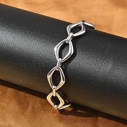 304 Stainless Steel Rhombus Link Chains Bracelets for Men & Women, Stainless Steel Color, 7-1/8 inch(18.2cm)(BJEW-D042-49P)