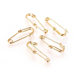Brass Safety Pins, Kilt Pins, Brooch Findings, Real 18K Gold Plated, 20~24x7.5x2mm, Hole: 1.5mm, Pin: 0.7mm(X-KK-S347-159)