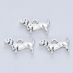 Tibetan Style Alloy Pendants, Cadmium Free & Lead Free, Dog, Antique Silver, 10.5x19x2.5mm, Hole: 1.6mm, about 555pcs/500g(TIBE-R316-071AS-RS)