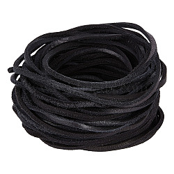 Flat Leather Jewelry Cord, Jewelry DIY Making Material, Black, 3x2mm, about 10.94 Yards(10m)/Roll(WL-GF0001-07C-03)
