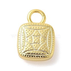 Lock Shape Rack Plating Brass Pendants Charms, Lead Free & Cadmium Free, Real 18K Gold Plated, 13x9x3mm, Hole: 3mm(KK-S396-59G)