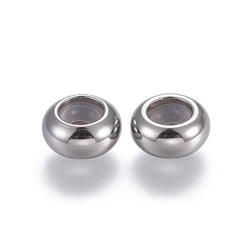 202 Stainless Steel Spacer Beads, Rondelle, Stainless Steel Color, 8x4mm, Hole: 4.5mm