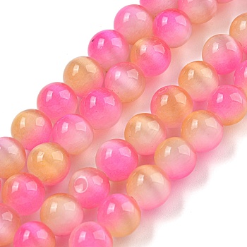 Cat Eye Beads Strands, Round, Hot Pink, 8mm, Hole: 0.8~0.9mm, about 50pcs/strand, 14.29''~14.69''(36.3~37.3cm)