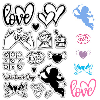 Custom PVC Plastic Clear Stamps, for DIY Scrapbooking, Photo Album Decorative, Cards Making, Stamp Sheets, Film Frame, Cupid, 160x110x3mm
