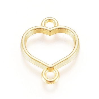 Zinc Alloy Links connectors, Open Back Bezel, For DIY UV Resin, Epoxy Resin, Pressed Flower Jewelry, Heart, Golden, 15x12x1.5mm, Hole: 1.6mm