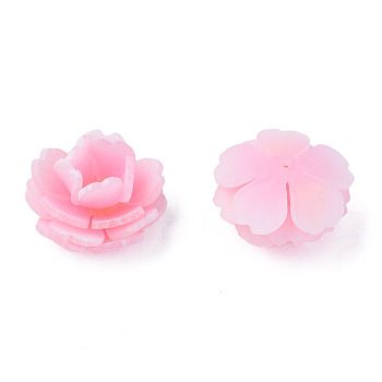 Plastic Beads, Flower, Pink, 24x23x14mm, Hole: 1.4mm
