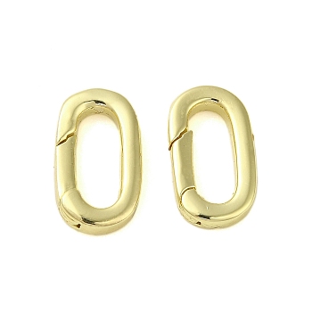 Brass Spring Gate Rings, Oval, Golden, 14x8x2.5mm