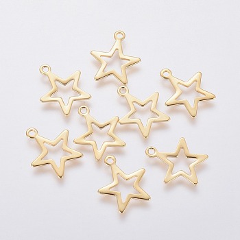 304 Stainless Steel Charms, Star, Golden, 14.5x12.5x0.7mm, Hole: 1.4mm