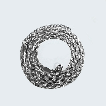 304 Stainless Steel Herringbone Chain Necklaces, Stainless Steel Color, 17.80 inch(45.2cm)
