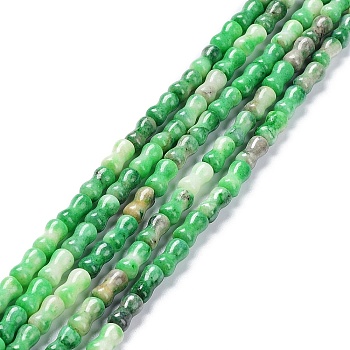 Natural Quartz Beads Strands, Dyed, Bone, Green, 10x5mm, Hole: 0.6mm, about 41pcs/strand, 15.75~16.14 inch(40~41cm)