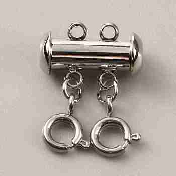 304 Stainless Steel Slide Lock Clasps, Peyote Clasps, with Spring Clasps and Loops, Tube, for Jewelry Making, Stainless Steel Color, 21x15x7mm, Hole: 1.5mm