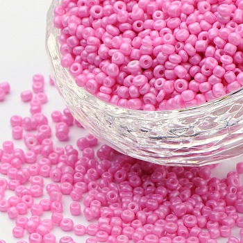 Baking Paint Glass Seed Beads, Hot Pink, 6/0, 4~5x3~4mm, Hole: 1~2mm, about 450pcs/50g, 50g/bag, 18bags/2pound