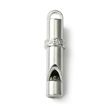 Alloy Pendants, Column, Stainless Steel Color, 44.5x10.5mm, Hole: 4.5~3.2mm