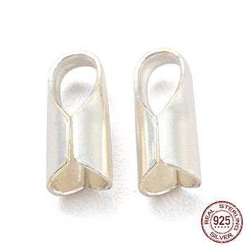925 Sterling Silver Cord End, Folding Crimp Ends, with S925 Stamp, Silver, 6x2.5x2.5mm, Hole: 2.5x1.8mm