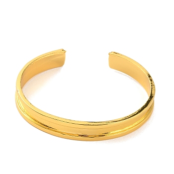 Alloy Grooved Bangles, Cuff Bangle, for Gemstone, Leather Inlay Bangle Making, Golden, 3/8 inch(0.95cm), Inner Diameter: 2-1/4 inch(5.8cm)