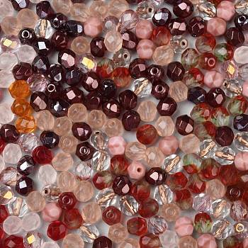 Fire-Polished Czech Glass Beads, Faceted, Ananas, Red, 6x5.5~6mm, Hole: 1.2mm, about 360pcs/bag