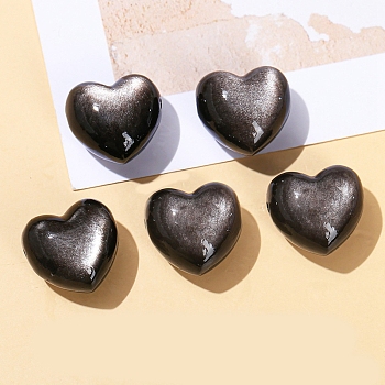 Natural Silver Obsidian Beads, Heart, 15x16x10mm