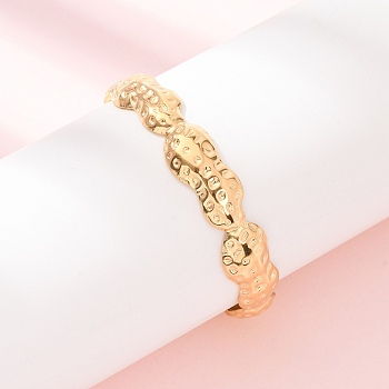 304 Stainless Steel Cuff Bangles for Women, Peanut, Golden, Inner Diameter: 1.89x2.20 inch(4.8x5.6cm), 12.5mm wide
