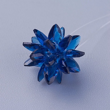 13mm MarineBlue Flower Glass Beads