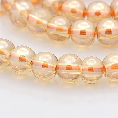 6mm SandyBrown Round Electroplate Glass Beads