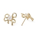 Bowknot Brass Stud Earrings(EJEW-M245-04G)-2