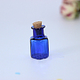 Mini High Borosilicate Glass Bottle Bead Containers, Wishing Bottle, with Cork Stopper, Cuboid, Blue, 1.4x2.5cm