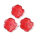 Transparent Glass Beads, Lotus Leaf, Baking Paint, Red, 20x19.5x4.5~5mm, Hole: 1.2mm(DGLA-E004-02F)