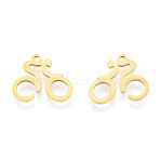 201 Stainless Steel Pendants, Laser Cut, Bicycle, Real 18K Gold Plated, 14x16x1mm, Hole: 1.5mm(STAS-N090-LA997-2)
