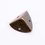 Triangle Iron Box Corner Protectors, with Screw, Antique Bronze, 26.5x36.5x25mm, Hole: 4mm(KK-WH0035-06AB)