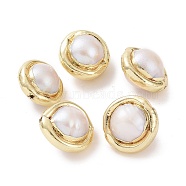 Natural Baroque Pearl Keshi Pearl Beads, Cultured Freshwater Pearl, Edge Golden Plated, Nuggets, Golden, 15.5~26x12~16x10~12mm, Hole: 0.7mm(PEAR-F010-04G)