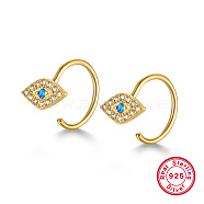Evil Eye 925 Sterling Silver Micro Pave Cubic Zirconia Dangle Earrings, Real 18K Gold Plated, 14mm(BU6846-2)
