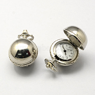 Vintage Zinc Alloy Quartz Watch Heads, for Pocket Watch Pendant Necklace Making, Platinum, 36x27x26mm, Hole: 10x1mm(X-WACH-R008-11)