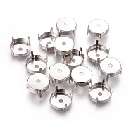 Stainless Steel Sew on Prong Settings, Claw Settings for Pointed Back Rhinestone, Flat Round, Stainless Steel Color, 17x8mm, Tray: 16mm(X-STAS-L229-04B)