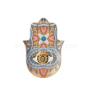 Porcelain Jewelry Plates, Hamsa Hand Shape Evil Eye Pattern Tray, Goldenrod, 160x115mm(DJEW-PW0015-01D)
