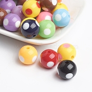 Round Acrylic Craft Beads, Mixed Color,  about 16mm in diameter, hole: about 2mm, about 220pcs/500g(YPL453)