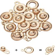 304 Stainless Steel Snap Clasps, Golden, 15x9x5mm, Hole: 1.5~1.8mm, 12sets/box(STAS-UN0010-71G)