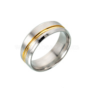 316L Surgical Stainless Steel Wide Band Finger Rings, Golden & Stainless Steel Color, US Size 12 1/4(21.5mm)(RJEW-T005-12-27A)