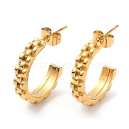 Ion Plating(IP) 304 Stainless Steel Round Stud Earrings, Half Hoop Earrings for Women, Golden, 20x4mm(EJEW-A104-30G)