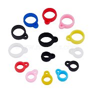 72Pcs 12 Style Silicone Pendants, for Electronic stylus & Lighter Making, Ring, Mixed Color, 16x12x6mm, Hole: 2.5mm, Inner Diameter: 8~13mm, 6pcs/style(SIL-GF0001-26)