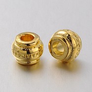 Tibetan Style European Beads, Barrel, Golden, Lead Free & Cadmium Free, 9x9x7mm, Hole: 4mm(K0PBM011)