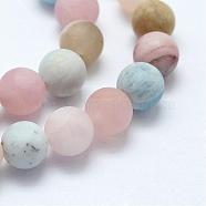 Natural Morganite Beads Strands, Frosted, Round, 8~8.5mm, Hole: 1mm; about 48pcs/strand, 15.55inches(39.5cm)(G-E365-03-8mm)