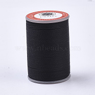 Waxed Polyester Cord, Micro Macrame Cord, Twisted Cord, Round, Black, 1mm, about 57.96~65.62 Yards(53~60m)/Roll(YC-N010-01A)
