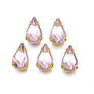 Sew on Rhinestone, Transparent Glass Rhinestones, with Iron Prong Settings, Faceted, Teardrop, Violet, 12.5x8x5.5mm, Hole: 1mm(RGLA-S030-09-B01)
