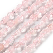 Natural Rose Quartz Beads Strands, Nuggets, Tumbled Stone, 4.5~11.5x3~7x3.5~6mm, Hole: 1.2mm, about 48~68pcs/strand, 15.35~15.94''(39~40.5cm)(G-P497-01C-61)