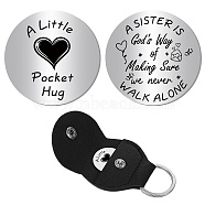 201 Stainless Steel Commemorative Coin, Pocket Hug Coin, Inspirational Quote Coin, Decision Maker, Flat Round, Stainless Steel Color, Heart, 30x2mm(AJEW-CN0002-35C)