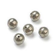 Natural Pyrite Beads, Half Drilled, Round, 8.5mm, Hole: 1.2mm(G-H267-03C)