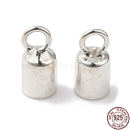 925 Sterling Silver Cord Ends, End Caps, Column, Silver, 7.5x3.5mm, Hole: 1.8mm, Inner Diameter: 3mm(STER-P055-02B-S)