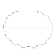 Non-Tarnish 304 Stainless Steel Cuff Necklaces, Wavy Ring, Stainless Steel Color, Inner Diameter: 4.72 inch(12cm), 2mm(NJEW-Z039-02P)